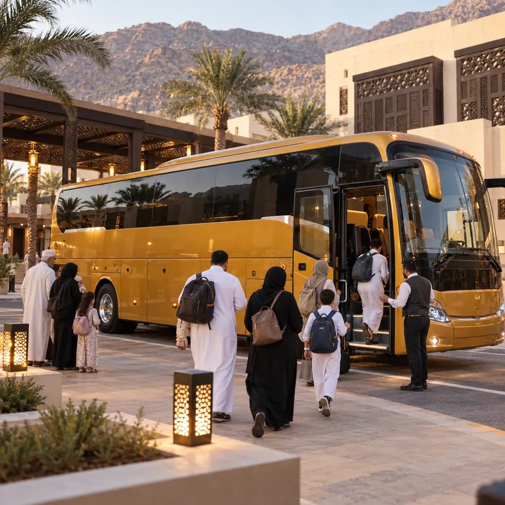 By luxury bus